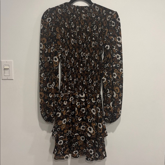 Michael Kors Floral Long Sleeve Dress - Brown and White - Picture 9 of 14